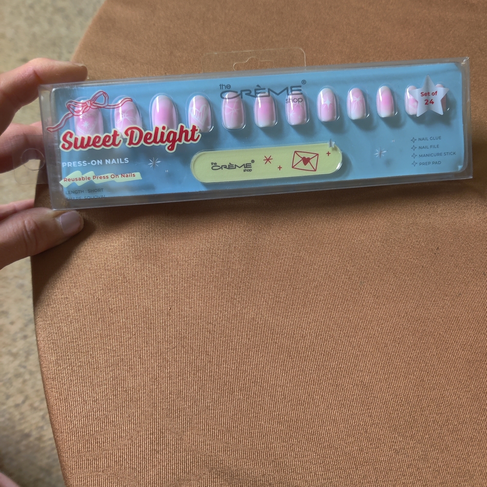 Sweet Delight Press-On Nails, 24 Piece, New Pink And White